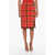 CORMIO Tartan High-Waisted Eve Midi Skirt With Frayed Edge And Side Red