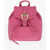 Versace Jeans Couture Textured Faux Leather Backpack With Baroque Bu Pink