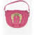 Versace Jeans Couture Textured Faux Leather Saddle Bag With Maxi Gol Pink