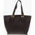 Versace Jeans Couture Textured Faux Leather Tote Bag With Golden Buc Brown