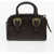 Versace Jeans Couture Textured Faux Leather Bowler Bag With Golden B Brown