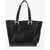 Versace Jeans Couture Textured Faux Leather Tote Bag With Golden Buc Black