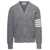 Thom Browne Waffle Stitch High V Neck Cardigan In Fine Merino Wool W/ 4 Stripe Grey
