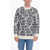 HELMUT LANG Alpaca Wool Crewneck Sweater With All Over Logo Black & White