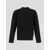 Jil Sander Black Crewneck Sweater with Ribbed Trim in Wool Man BLACK