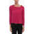 Saint Laurent Long Sleeved Blouse With Squared Neck And Jewel Buttons Pink