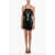 THE ATTICO Sequined Mini Dress With Front Slit Black