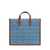 Versace Tote Bag With All-Over Logo Print In Light Blue Canvas Man BLUE