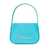Blumarine Light Blue- Patent Finish Mini Bag with Rhinestone-Embellished Logo in Calf Leather Woman BLUE