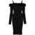 Blumarine Blumarine Faux Fur Neck Midi Dress Black