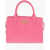 Moschino Love Solid Color Tote Bag With Golden Logo Pink