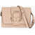 Moschino Love Faux Leather Love Bridge Shoulder Bag With Double Heart Beige