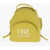 Moschino Love Solid Color Faux Leather Backpack With Golden Logo Green