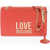 Moschino Love Faux Leather Shoulder Bag With Golden Details Red