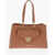 Moschino Love Faux Leather Tote Bag With Golden Logo Brown