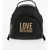 Moschino Love Solid Color Faux Leather Backpack With Golden Logo Black
