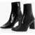 Diesel Patent Leather D-Millenia Square Toe Booties Heel 7.5Cm Black