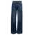 Stella McCartney Blue Flare Cargo Jeans with Logo Patch in Cotton Denim Woman Blu