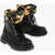 Versace Jeans Couture Faux Leather Drew Combat Boots With Baroque Mo Black
