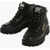 Versace Jeans Couture Leather And Fabric Syrius Combat Boots With Co Black