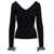 GIUSEPPE DI MORABITO Black Top with V Neckline and Embellished Wrist in Wool Blend Woman BLACK
