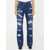 Dolce & Gabbana Distressed jeans with Leo print BLUE