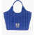 Moschino Love Quilted Nylon Tote Bag With Faux Leather Trims Blue