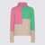 ESSENTIEL ANTWERP Essentiel Antwerp Beige, Green And Neon Pink Merino Wool And Cashmere Blend Rib Knit Sweater BEL AIR