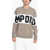 Armani Emporio Crew Neck Wool Blend Sweater With Front Logo Beige