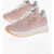 Moschino Love Leather Sneakers With Golden Logo Pink