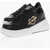 Moschino Love Leather Star50 Low Top Sneakers With Golden Metal Logo Black