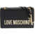 Moschino Love Faux Leather Shoulder Bag With Maxi Golden Logo Black