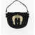 Versace Jeans Couture Textured Faux Leather Saddle Bag With Maxi Gol Black