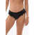 Dolce & Gabbana Solid Color Satin Brazilian Briefs With Lace Detail Black