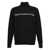 Versace Jeans Couture Black Turtleneck With Contrasting Logo Lettering In Cotton And Cashmere Man Black