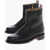 Thom Browne Grained Leather Ankle Boots With Side Zip Black