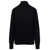 Allude Black Mockneck Sweater with Ribbed Trim in Cashmere Woman BLACK
