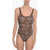 OSEREE Solid Color Lace Bodysuit Brown