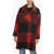 Moschino Couture! Oversized Double-Breasted Coat With Plaid Check Mot Black