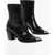 Alexander McQueen Side Zip Leather Booties With Point Metal Toe 7Cm Black