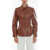 Chloe Cinched Leather Shirt Brown