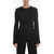 Chloe Crew Neck Cashmere Blend Sweater With Lantern Sleeves Black