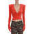 Vetements Wide V Neck Dynasty Velour Crop Top With Gloves Red