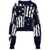 Off-White Off-White Black And White Mohair And Wool Blend Shibori Sweater BLUE