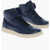 CORNELIANI High-Top Deerskin Sneakers With Rubber Sole Blue