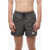 Nike Swim Solid Color Swim Shorts With Printed Logo Gray