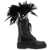 Valentino Garavani Leather M-Way Rockstud Combat Boots With Feathers NERO