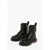 Moschino Love Leather Combat Boots With Logo Charm Black