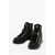 Moschino Love Leather Combat Boots With Silver Details Black