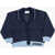 Fendi Cotton And Cashmere Cardigan With Embroidered Logo Light Blue